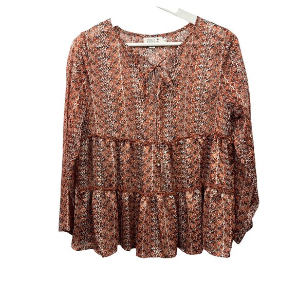 Molly Bracken XS Floral Boho Peasant Blouse Fall Cottagecore Top - Picture 1 of 14